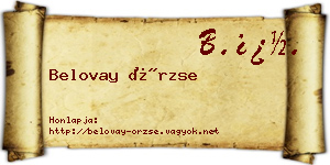 Belovay Örzse névjegykártya